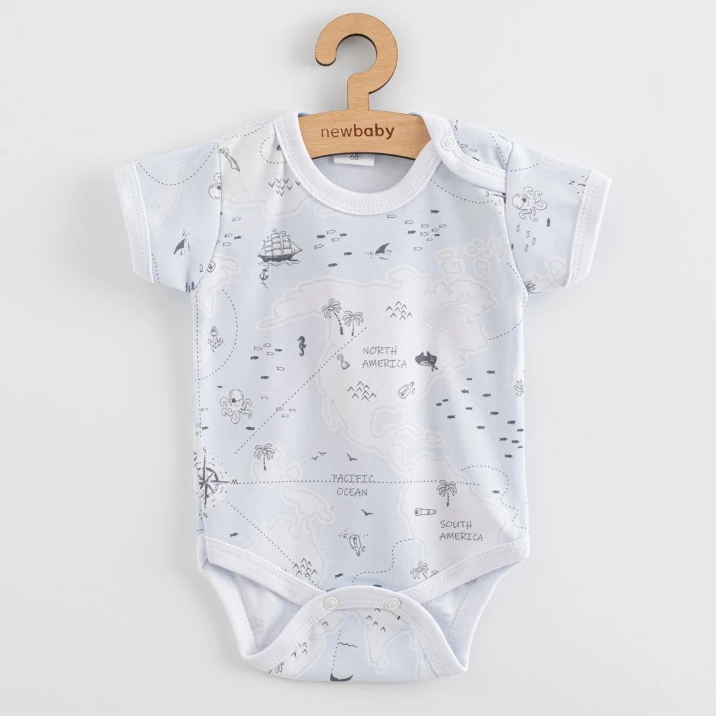 Bodysuit për bebe me mëngë të shkurta, NEW BABY, For Babies Ocean, 100% pambuk, madhësi 56 (0-3m), blu