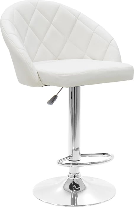 Karrige për bar Balina, lartësi e rregullueshme, lëkurë sintetike e bardhë, metal kromi, 52x53x109cm, set prej 2 copësh