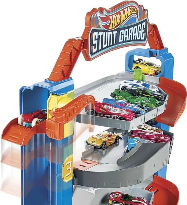 Set garazh lodër Hot Wheels City Stunt Garage, plastikë, shumëngjyrësh