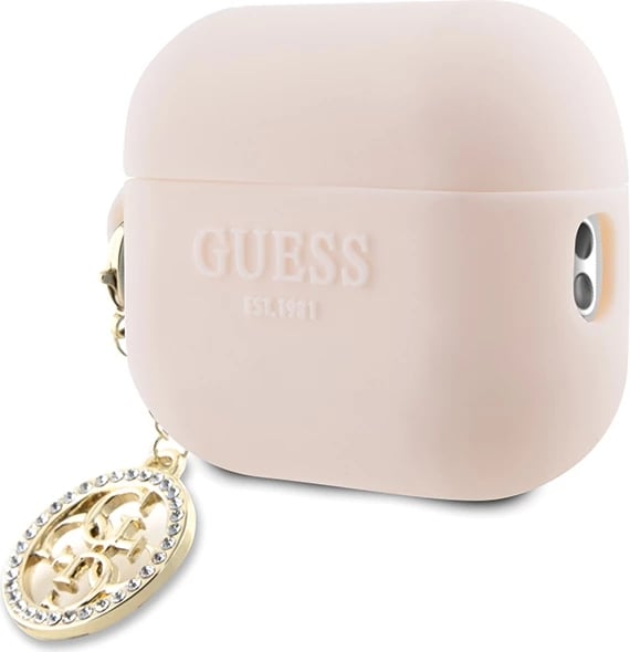 Mbështjellës Guess për AirPods Pro 2, 3D Rubber 4G Diamond Charm, Rozë
