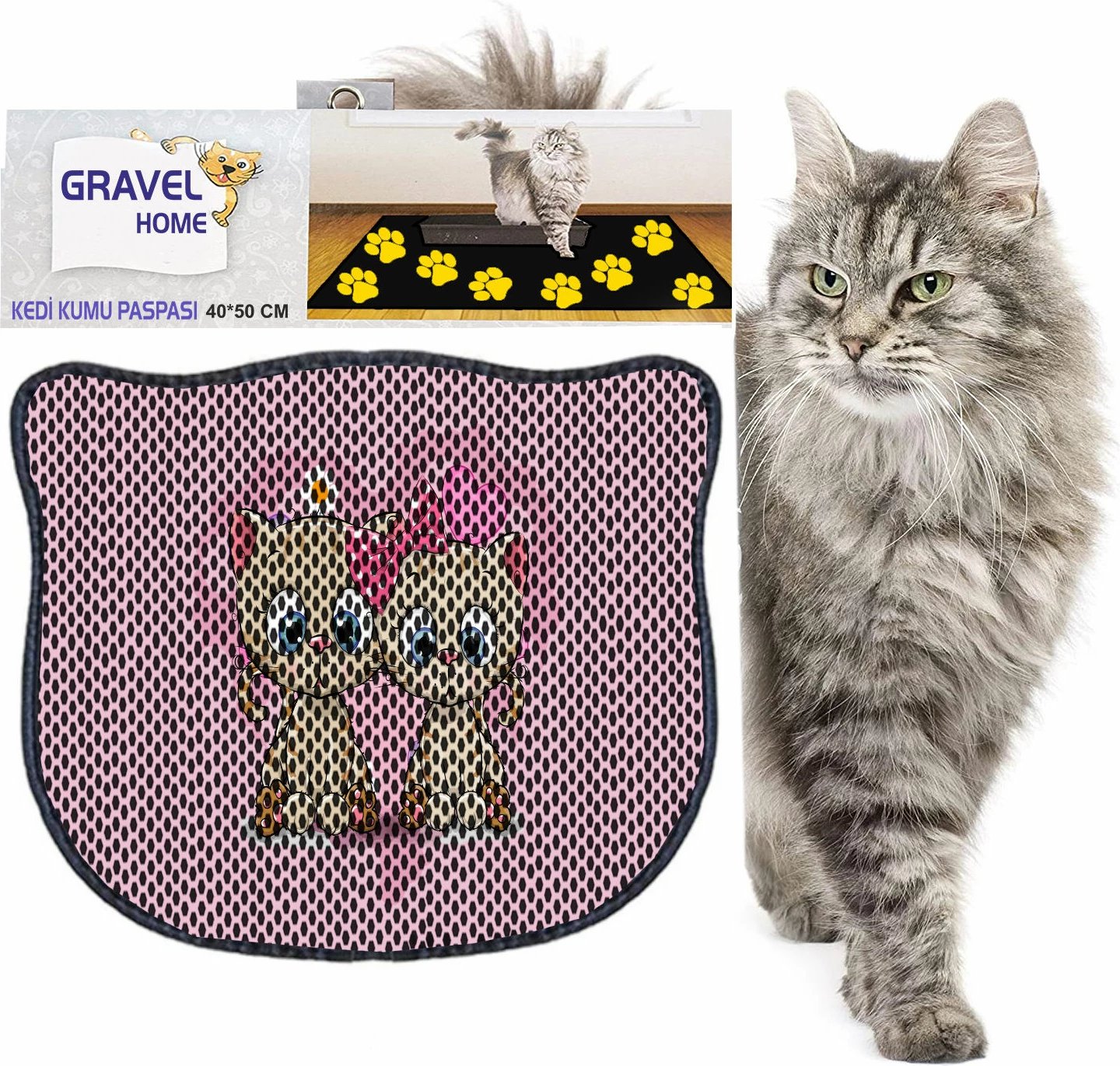 Tapet për rërë mace, shumëngjyrësh, Paws & Whiskers, Kdkafa0015, 40x50cm