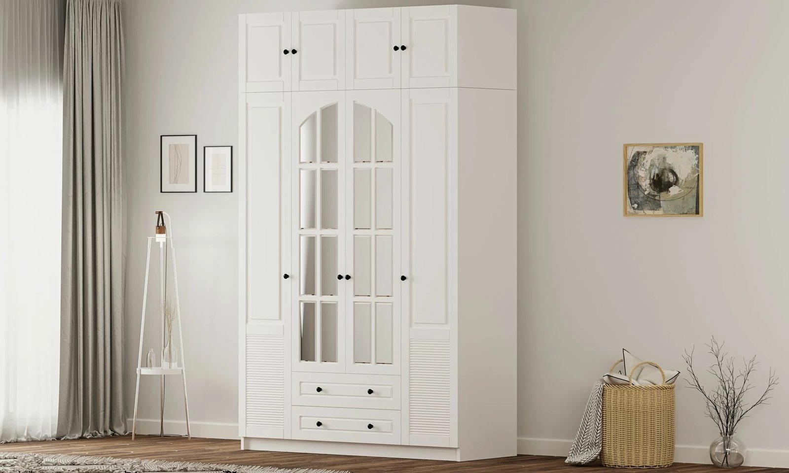 Dollap për rroba, ngjyrë e bardhë mat, Skye Decor, RB-185-18, 140x240x52cm