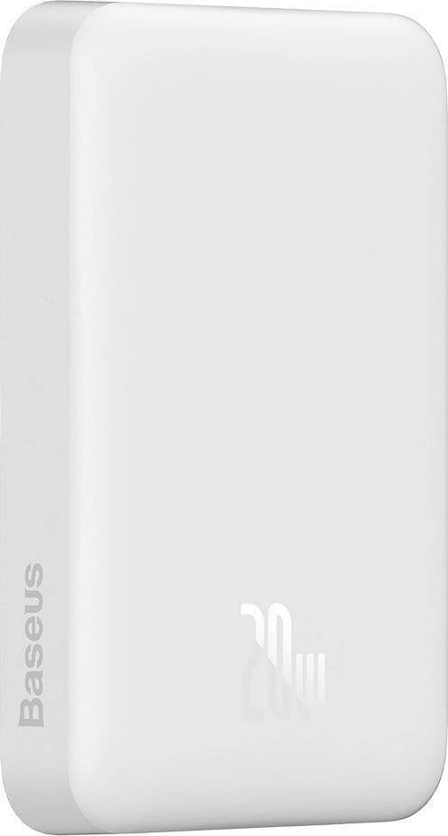 Powerbank Baseus Magnetic Mini 10000mAh, USB-C PD 20W / MagSafe 15W, i bardhë, me kabllo USB-C