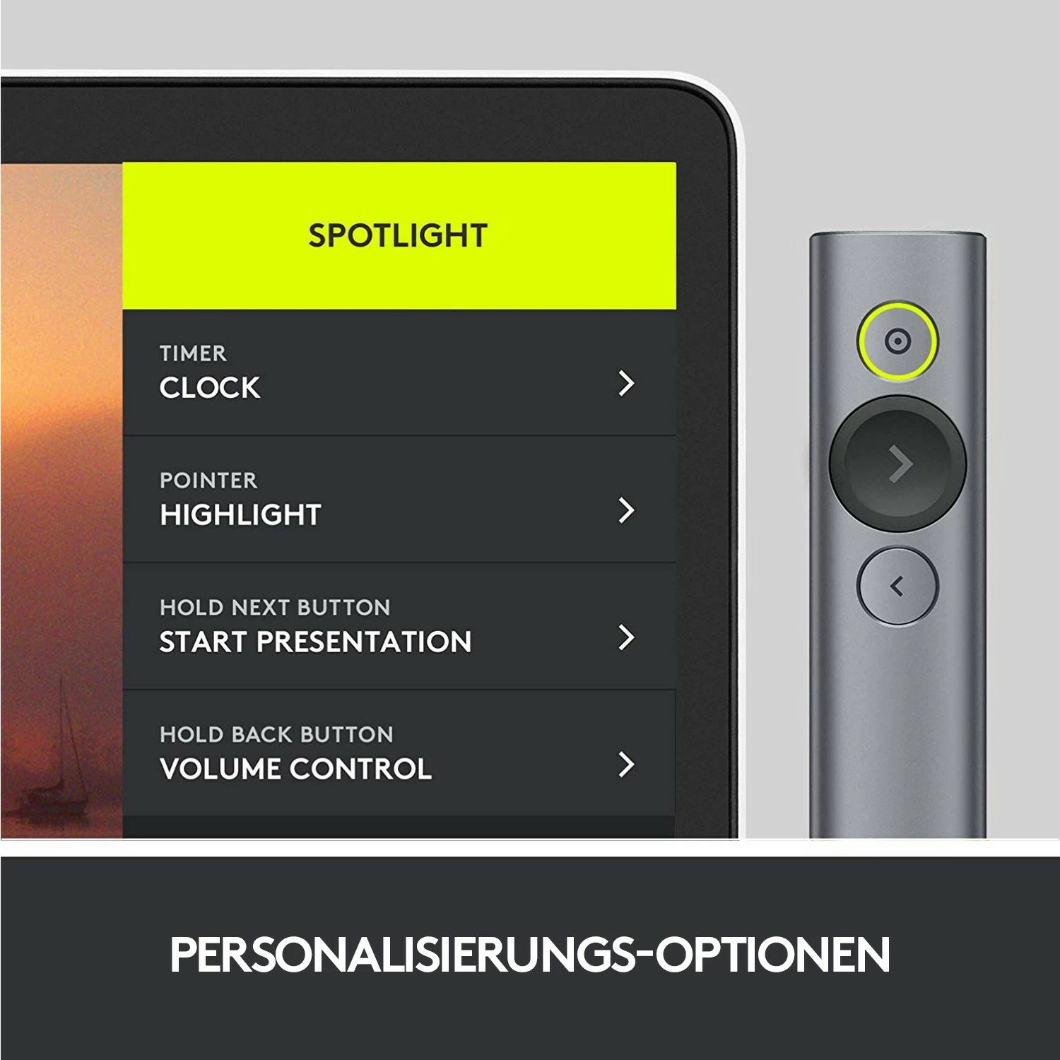 Telekomandë prezantimi Logitech Spotlight, Bluetooth/RF, USB, 30 m, Gri Telekomandë prezantimi Logitech Spotlight, Bluetooth/RF, USB, 30 m, Gri