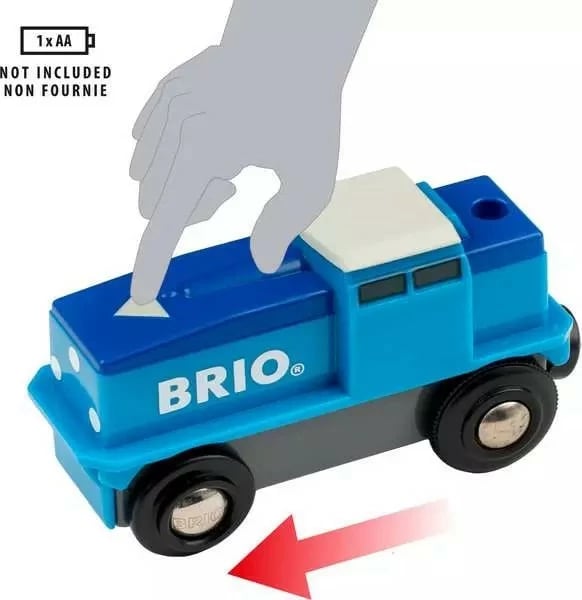 Tren lodër Brio 33130 Cargo Battery Engine, plastikë, blu e bardhë