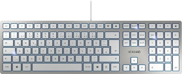 Tastaturë Cherry KC 6000 SLIM, Full-size (100%), Wired, USB, QWERTZ, Silver
