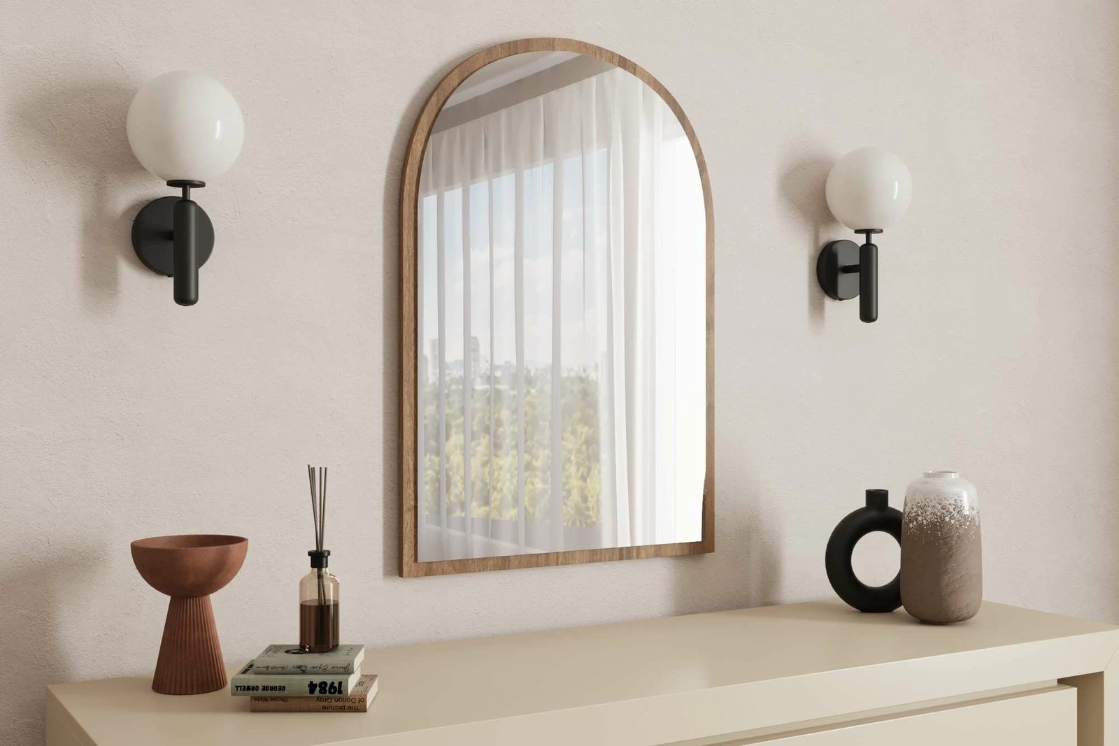 Pasqyrë dekorative, ngjyrë arre, Brilya, Skye Decor, 60x90cm