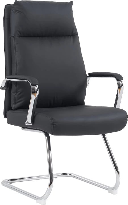 Karrige vizitorësh Siquel I, lëkurë artificiale e zezë, 58x62x105cm