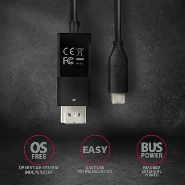 Kabllo AXAGON RVC-DPC USB-C në DisplayPort, 1.8m, 4K/60Hz, e zezë