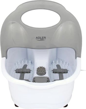 Masazhues këmbësh, Adler AD 2167, multifunksional me flluska, vibrim, infrared dhe ruajtje temperature uji, 80 W, i bardhë/gri