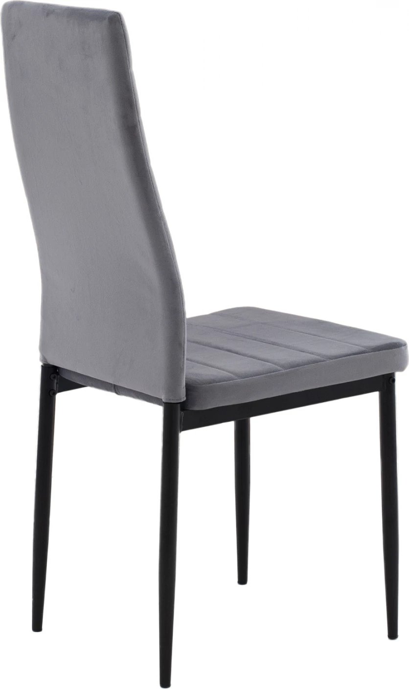 Karrige metalike FH0037.31, kadife gri, me kornizë metalike, set prej 4 copash