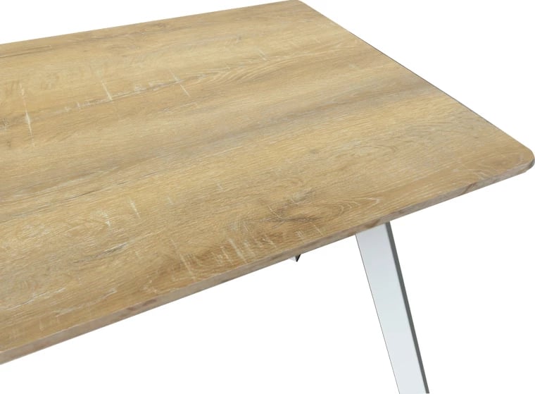 Tavolinë Squaro, sipërfaqe Sonoma, këmbë metalike të bardha, 120x70x75cm