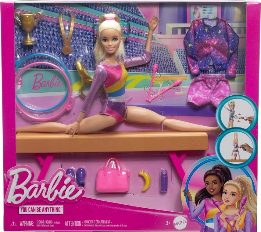 Kukull Barbie Gymnast Mattel HRG52 me aksesorë, set lodrash për vajza
