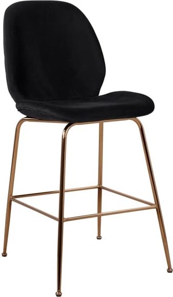 Karrige për bar Nora, kadife e zezë & kornizë metalike e artë, FH8524.04, 48x61x103 cm, set prej 2 copë