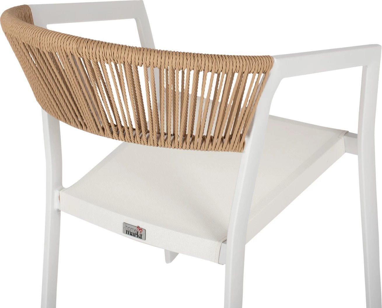 Karrige alumini FH5891.02, kornizë e bardhë dhe tekstilinë, mbështetëse ratan bezhë, 56x60x81.5 cm