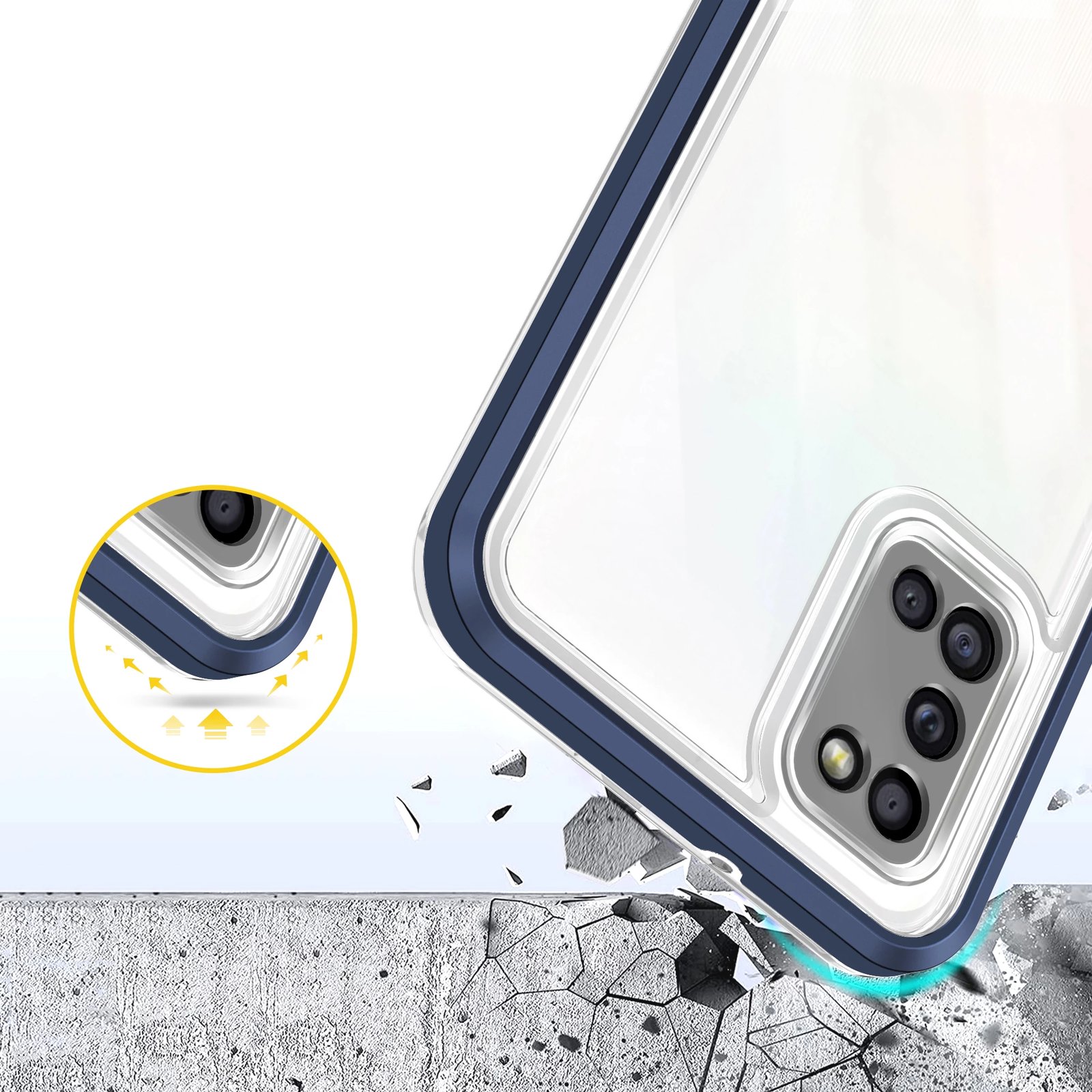 Mbështjellës Hurtel Hybrid Armor Clear 3in1 për Samsung Galaxy A03s, Kaltër/Transparent