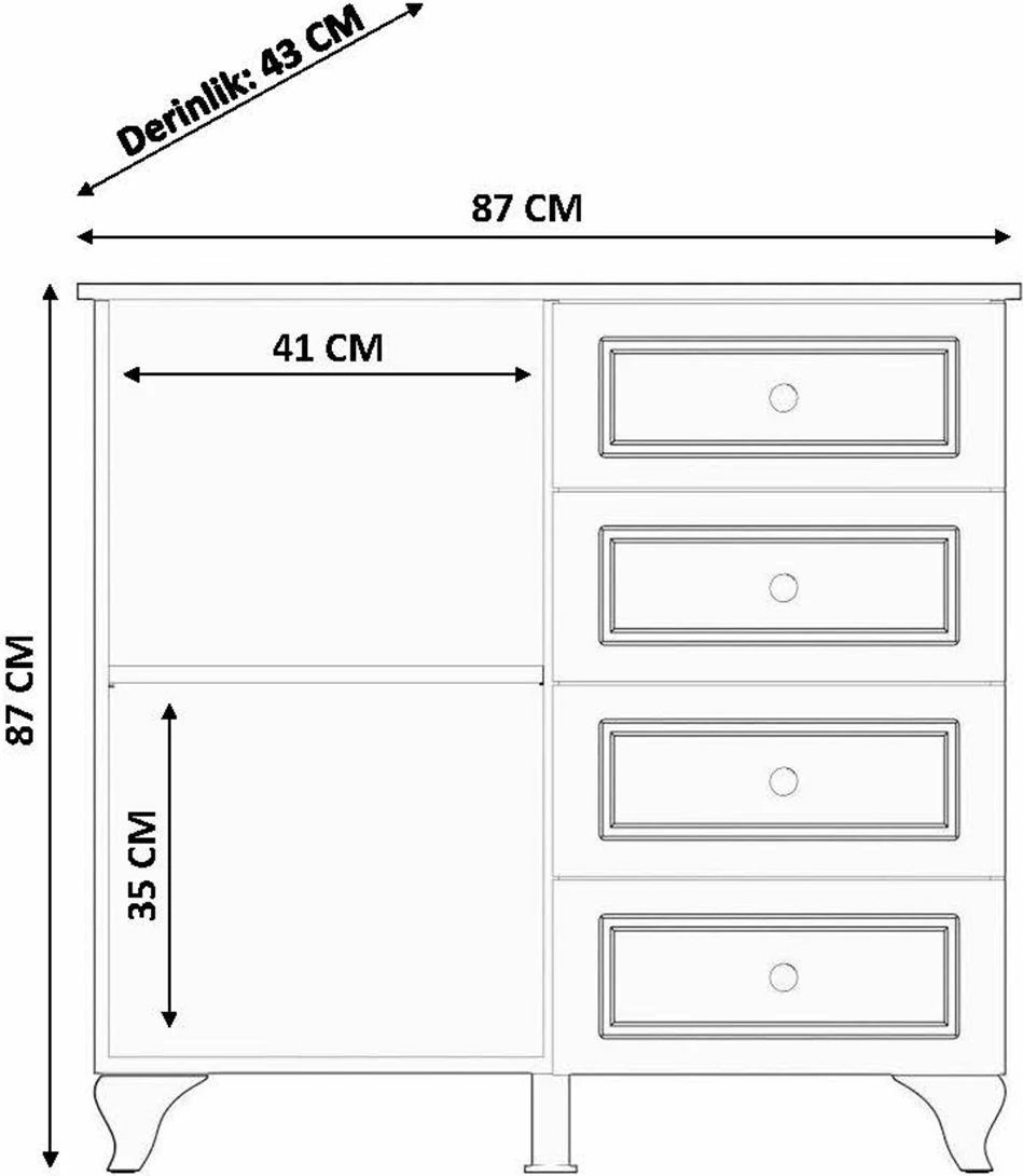 Komodë Skye Decor, ngjyrë e bardhë mat, Rb-044-01