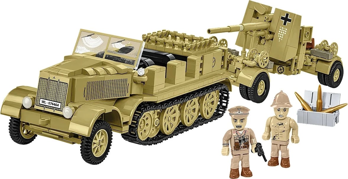 set kockash ndërtimi COBI Sd.Kfz.8 Towing 8.8 cm Flak 36 3143, 975 elemente, shkallë 1:35, 2 figura, ngjyrë rërë