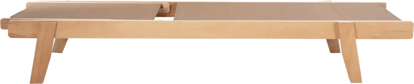 Shezlong profesional për plazh, dru ahu, ngjyrë natyrale & mocha textilene, 200x61-66x31-91H cm, FH10356.05