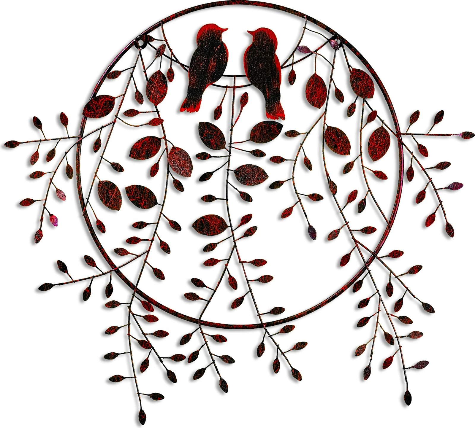 Aksesor dekorativ metalik për mur, dashuria e zogjve, shumëngjyrësh, 75x86cm