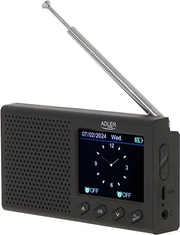 Radio portative, Adler AD1198, Bluetooth 5.0, FM RDS 20 preset, altoparlant 3W, ekran me ngjyra, e zezë