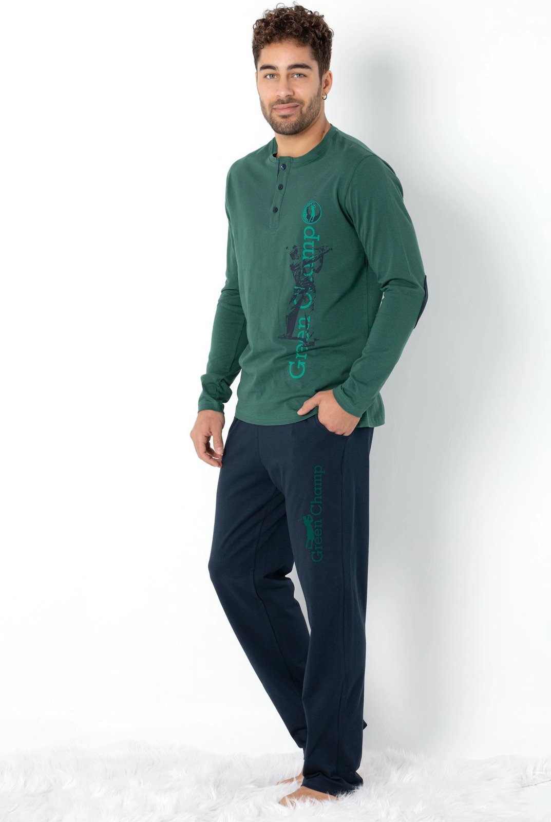 Set pizhamash për burra Jumeon, 002-000699004, ngjyrë e gjelbër