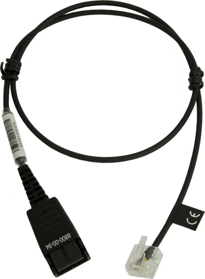 Kabllo Jabra 8800-00-94, 0.5m, RJ-45 në QD, transparent/zi