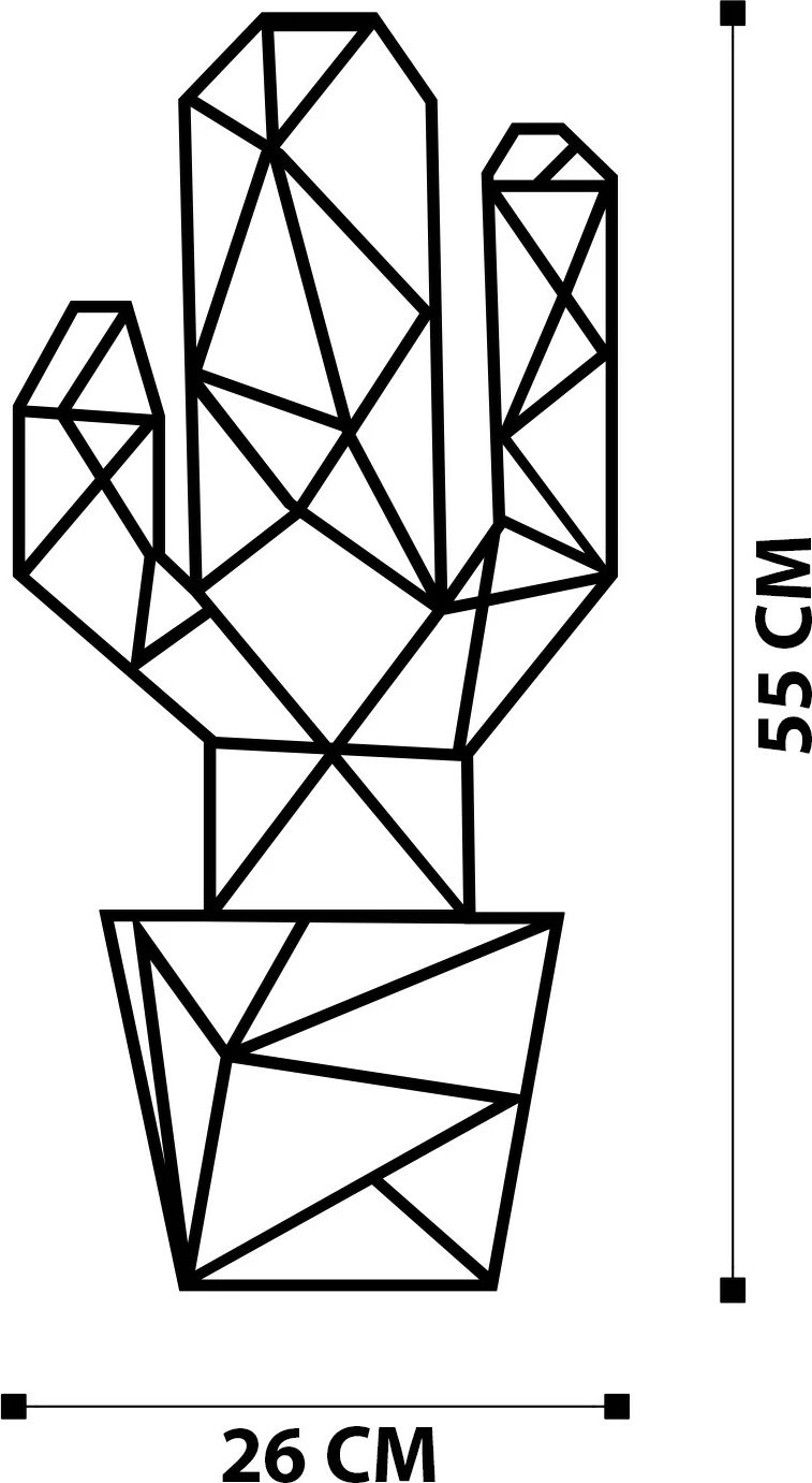 Dekor metalik për mur, kaktus, Wallity, ngjyrë e zezë, 26x55cm