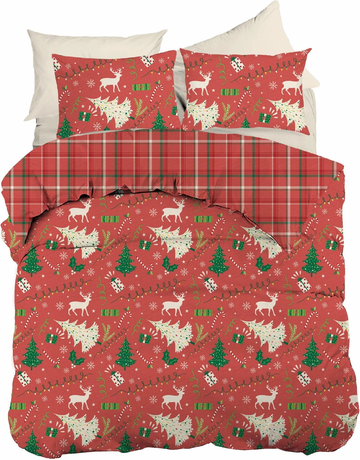 Set mbulesë për jorgan King, Ranforce, Joyful, ngjyrë e kuqe, L'Essentiel Linge de Maison