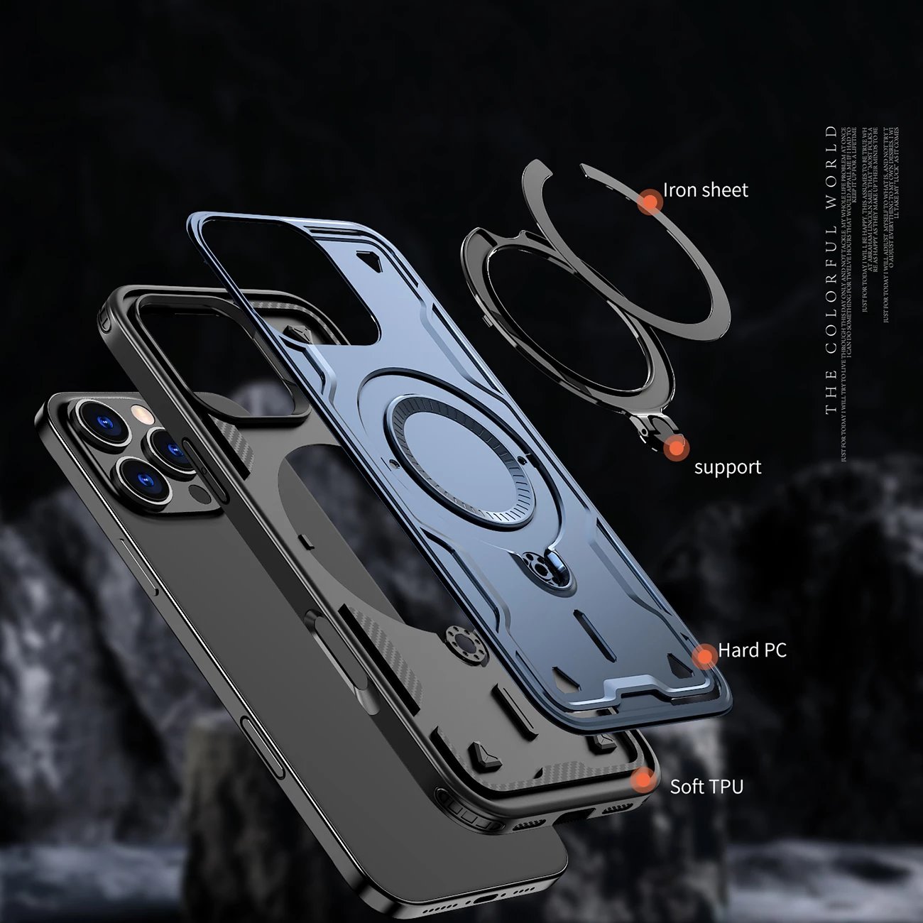 Mbështjellës Hurtel Hybrid Armor Trendy me MagSafe për iPhone 16 Pro Max, Blu