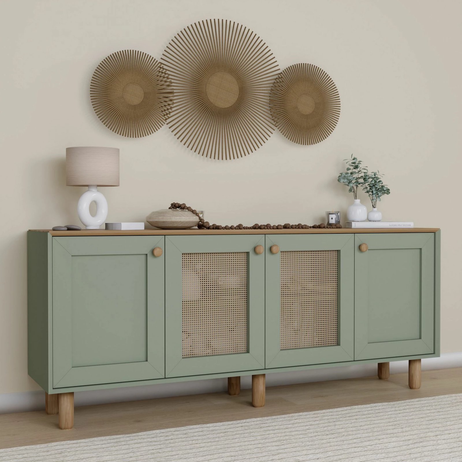 Konsolë Skye Decor, stil bohemian, ngjyrë e gjelbër, 180x75x40cm