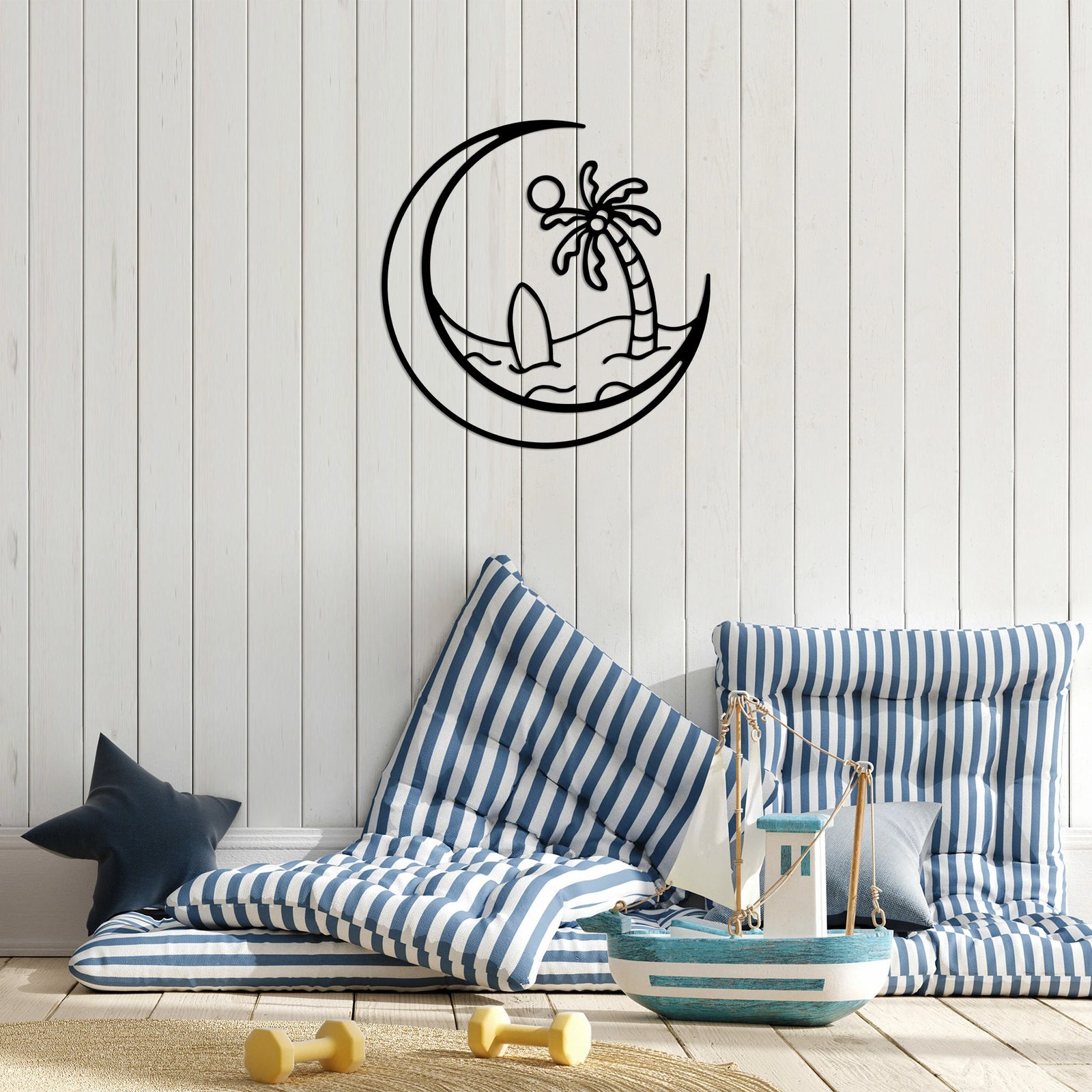 Aksesor dekorativ metalik për mur, Sea Sand Surf, 70x70cm