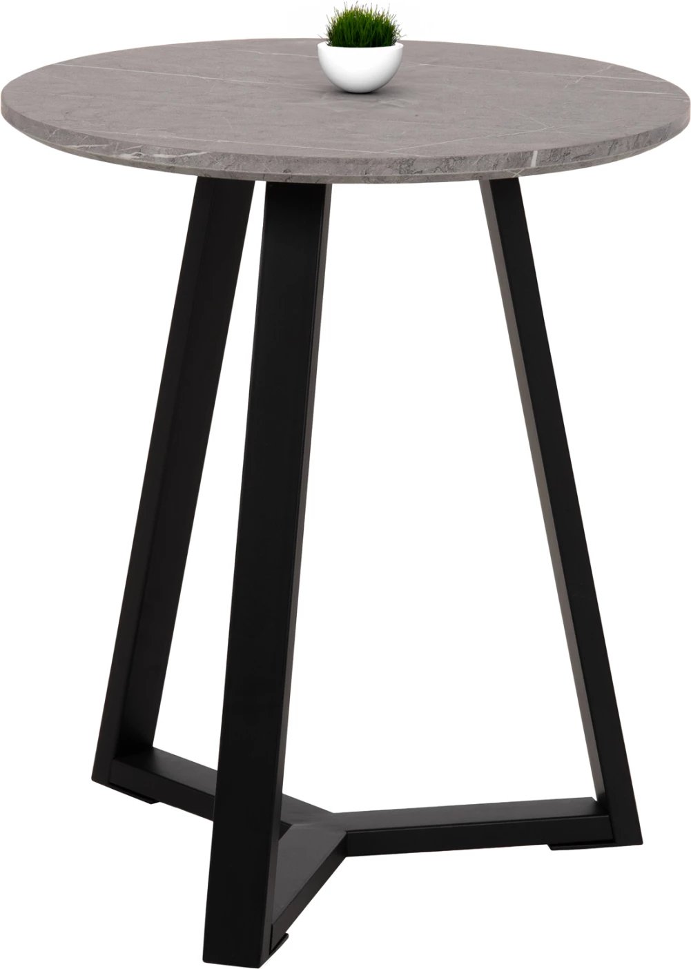 Tavolinë anësore FH9587.02 MDF mermer gri-bazë metalike e zezë Φ45x55Hcm