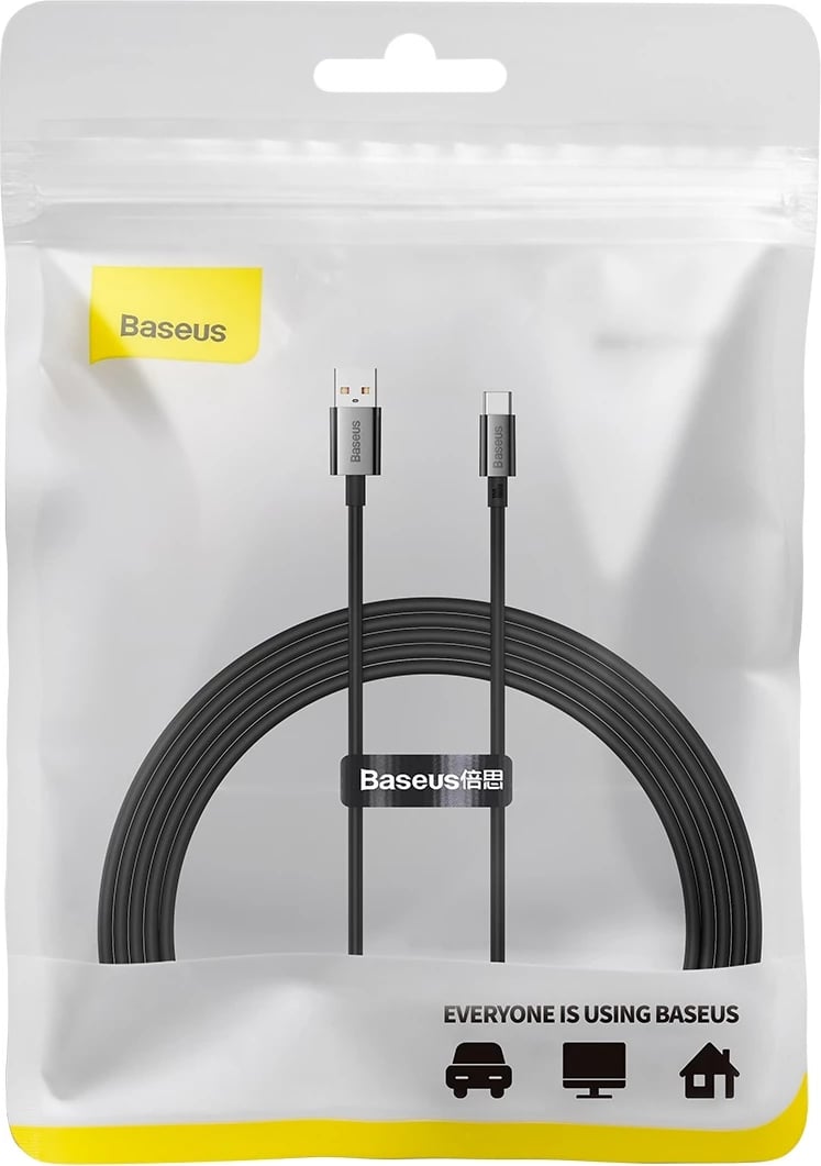 Kabllo Baseus Superior Series USB-A / USB-C, 1m, 100W, e zezë