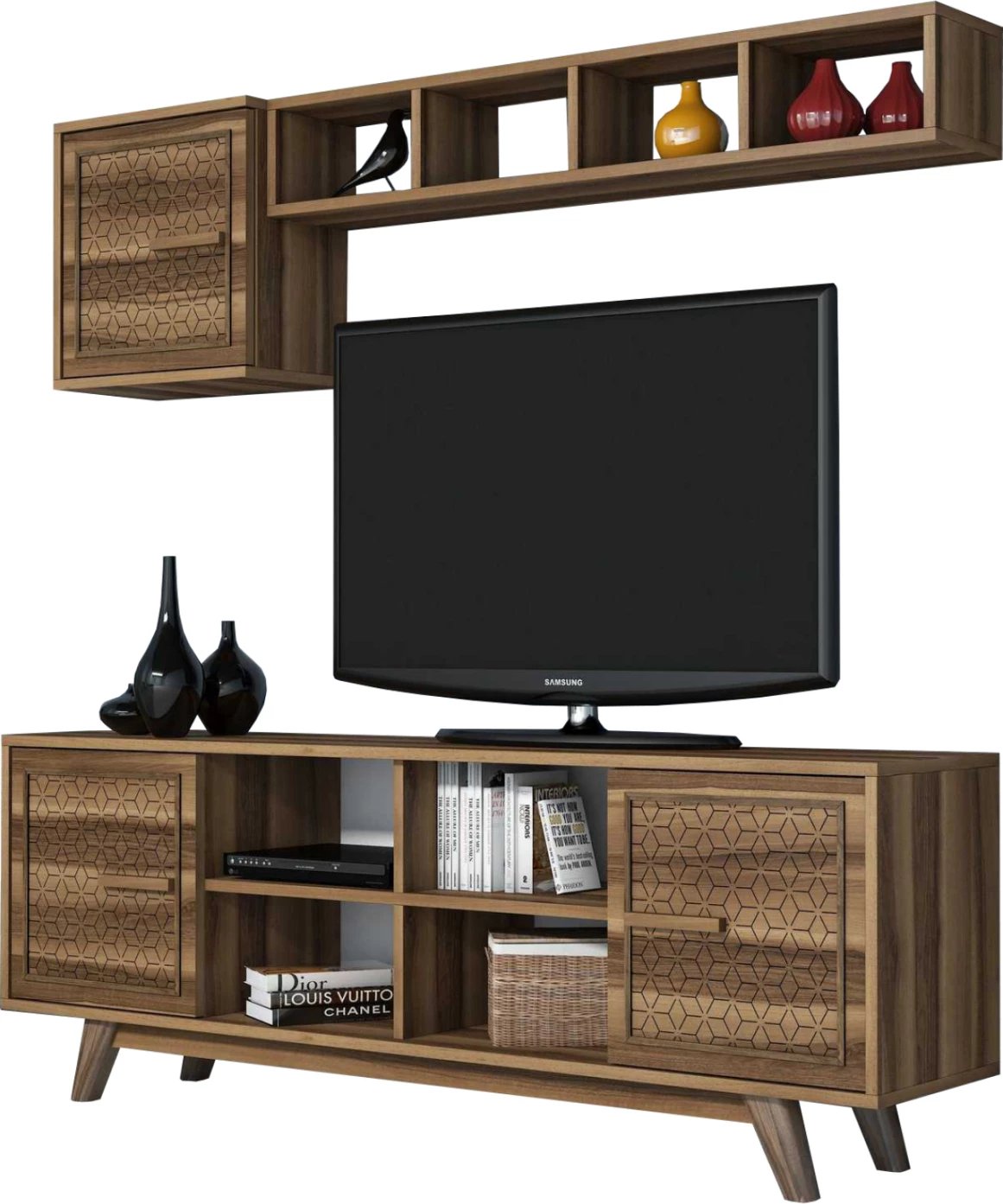 Set mobiljesh për TV, ngjyrë arre, FH9516.01, 160x35x56.2 cm
