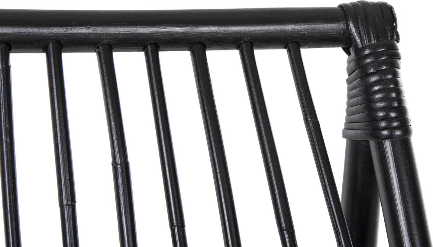 Karrige e jashtme GRINN, shkopinj Rattan, ngjyrë e zezë, 56.5x73.5x79.5H cm