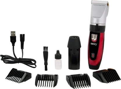 Makinë qethëse për kafshë, Camry CR 2821, motor 35W, koka titan me teh qeramike, USB, me/pa kabllo, 4 krehra 3–12 mm, bateri 1600 mAh, e zezë/argjend, set me bateri shtesë, vaj, furçë dhe kabëll USB Makinë qethëse për kafshë, Camry CR 2821, motor 35W, koka titan me teh qeramike, USB, me/pa kabllo, 4 krehra 3–12 mm, bateri 1600 mAh, e zezë/argjend, set me bateri shtesë, vaj, furçë dhe kabëll USB