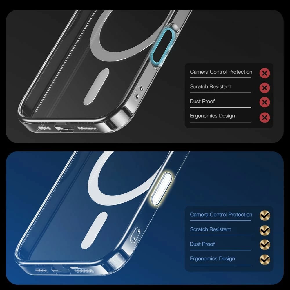 Mbështjellës Tech-Protect Flexair Hybrid CC MagSafe për iPhone 16 Pro Max, Transparent