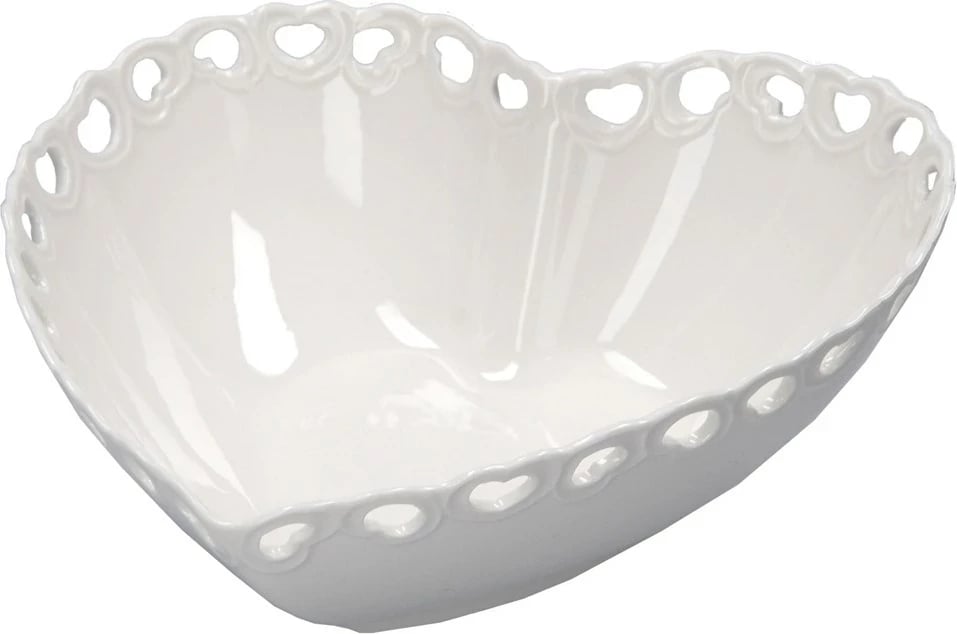 Tas dekorativ LA PORCELLANA BIANCA, zemër, 20 cm, Bardhë