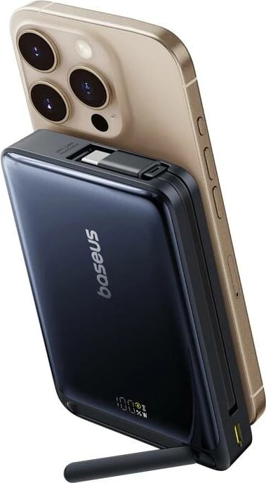 Powerbank, Baseus, Nomos Qi2 P10078800123-00, 10000mAh 45W USB-C, magnetik Qi2, me ekran dixhital