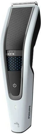Prerëse flokësh, Philips HC5610/15, 28 pozicione 0.5–28 mm, 75 min pa kabllo, tehe çelik inox vetë-mprehuese, e larshme, me 3 krehësa, zi/bardhë Prerëse flokësh, Philips HC5610/15, 28 pozicione 0.5–28 mm, 75 min pa kabllo, tehe çelik inox vetë-mprehuese, e larshme, me 3 krehësa, zi/bardhë