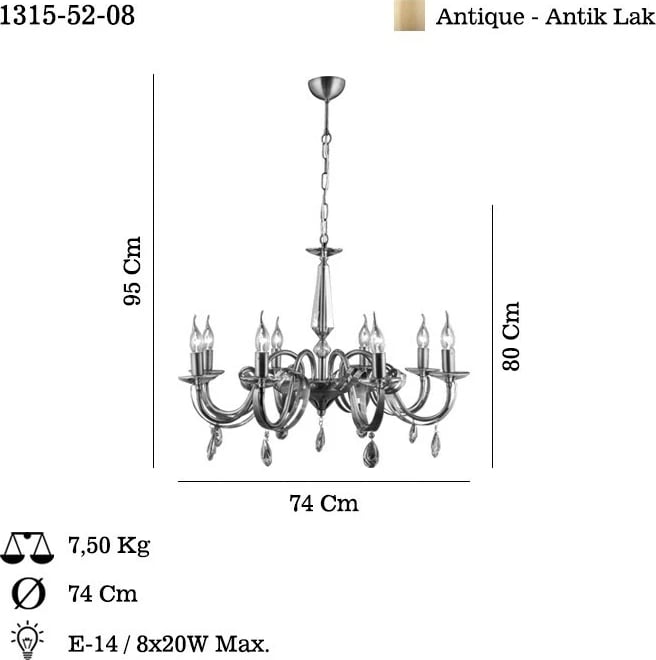 Llambadar Opviq, Castro - 52-08, ngjyrë antike