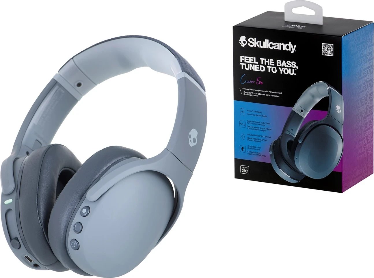 Kufje Skullcandy Crusher Evo, me dhe pa tela, Gri