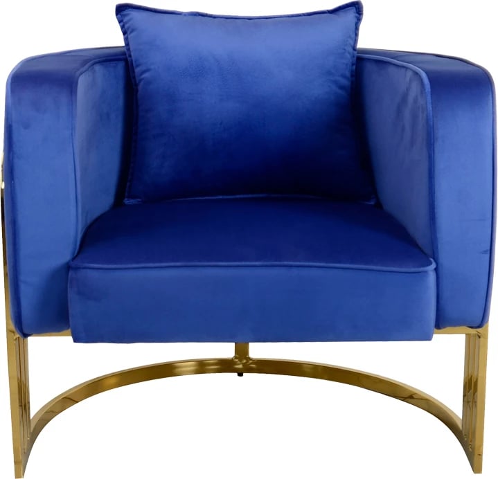 Karrige Roblu, metal ari dhe pëlhurë kadife blu, 72x77.4x70cm