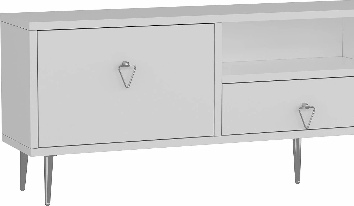Komodë TV Skye Decor, 1306-DROP-1, e bardhë, argjend