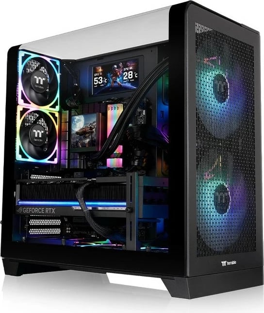 Kasë Thermaltake View 390 Air Black, Midi Tower, xham i temperuar, RGB