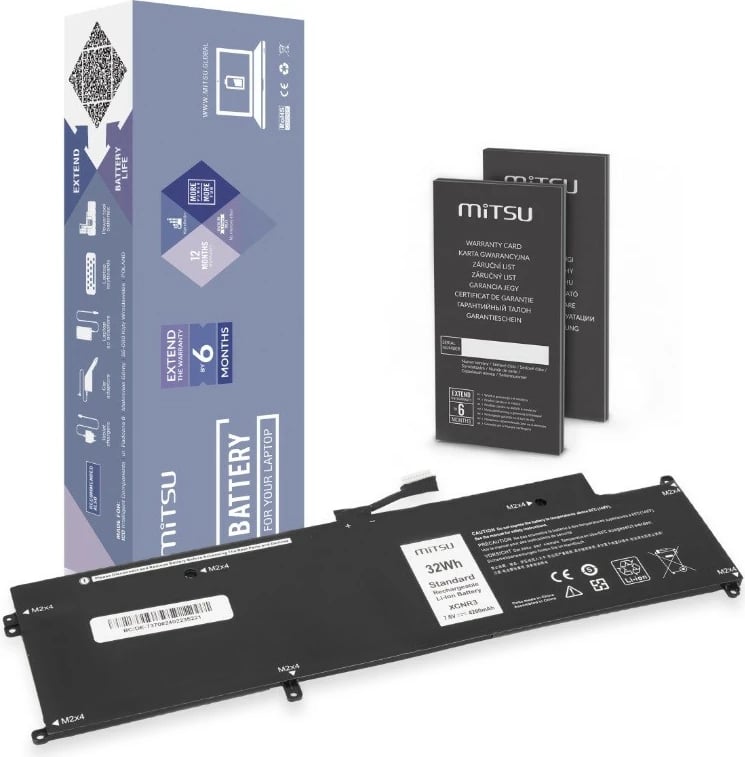 Bateri laptop Mitsu për Dell Latitude E7370/7370, 4200 mAh, Li-poly, e zezë