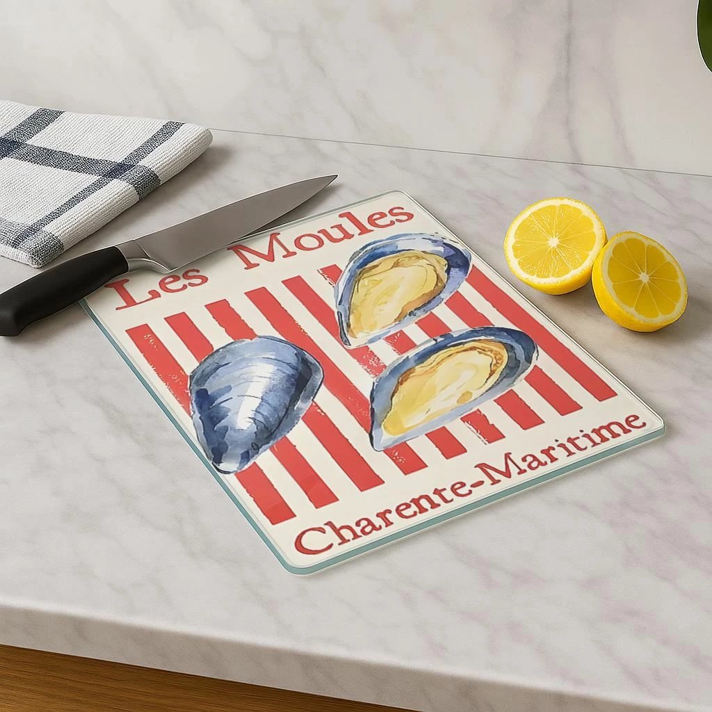 Dërrasë prerëse Hermia, qelq i temperuar, shumëngjyrëshe, 30x40cm