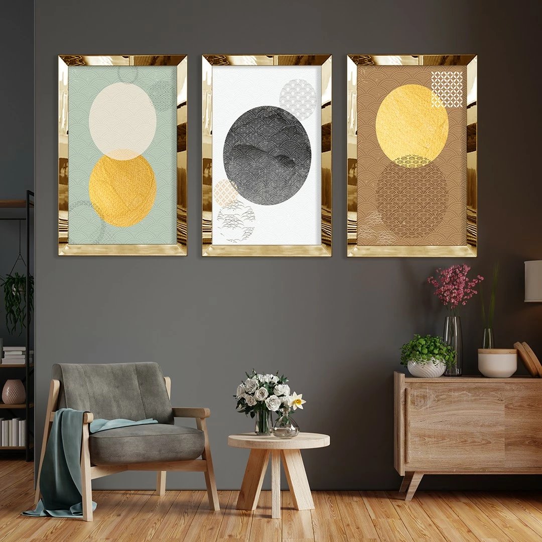 Pikturë dekorative MDF-Plexiglass (3 copë), Wallity, Huhu397, 40x60