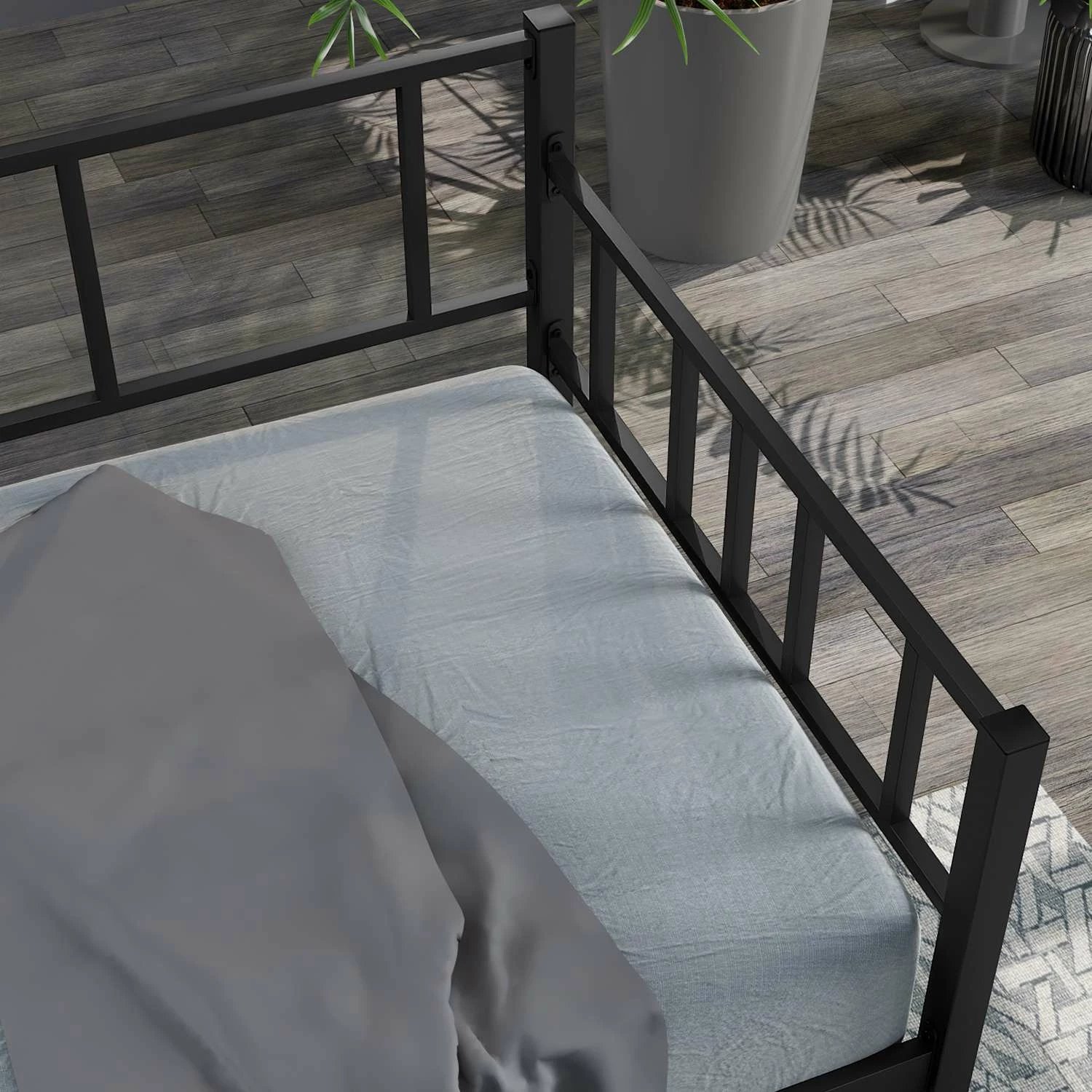 Krevat divan metalik, ngjyrë e zezë, Skye Decor, 90x190